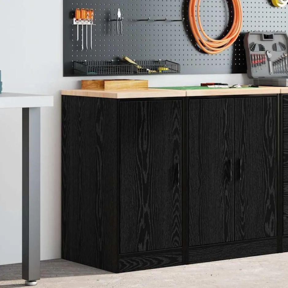 Hot vidaXL Garageskåp 40x51x85 cm massiv trä furu Svart