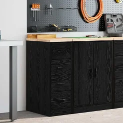 vidaXL Garageskåp svart 30x51x85 cm massiv trä furu