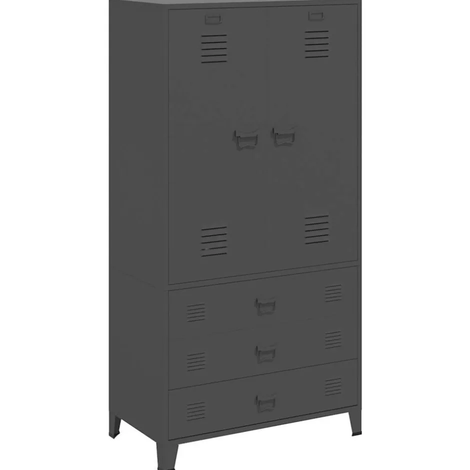 Outlet vidaXL Garderob industriell 90x50x180 cm metall Antracit