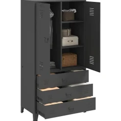 Outlet vidaXL Garderob industriell 90x50x180 cm metall Antracit