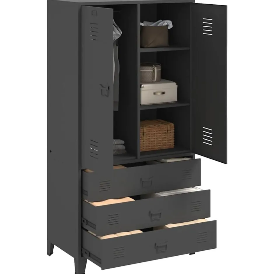 Outlet vidaXL Garderob industriell 90x50x180 cm metall Antracit