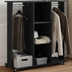 Outlet vidaXL Garderob med hjul 102x38x110 cm konstruerat trä Svart