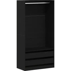 vidaXL Garderob med låda Svart Ek 100 x 50 x 200 cm Konstruerat trä