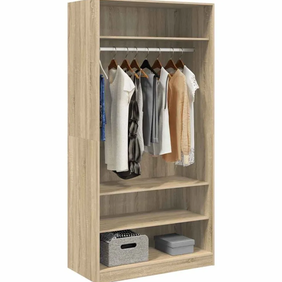 vidaXL Garderob sonoma-ek 100x50x200 cm konstruerat trä