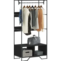 vidaXL Garderob svart 90x50x180 cm konstruerat trä