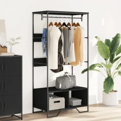 vidaXL Garderob svart 90x50x180 cm konstruerat trä
