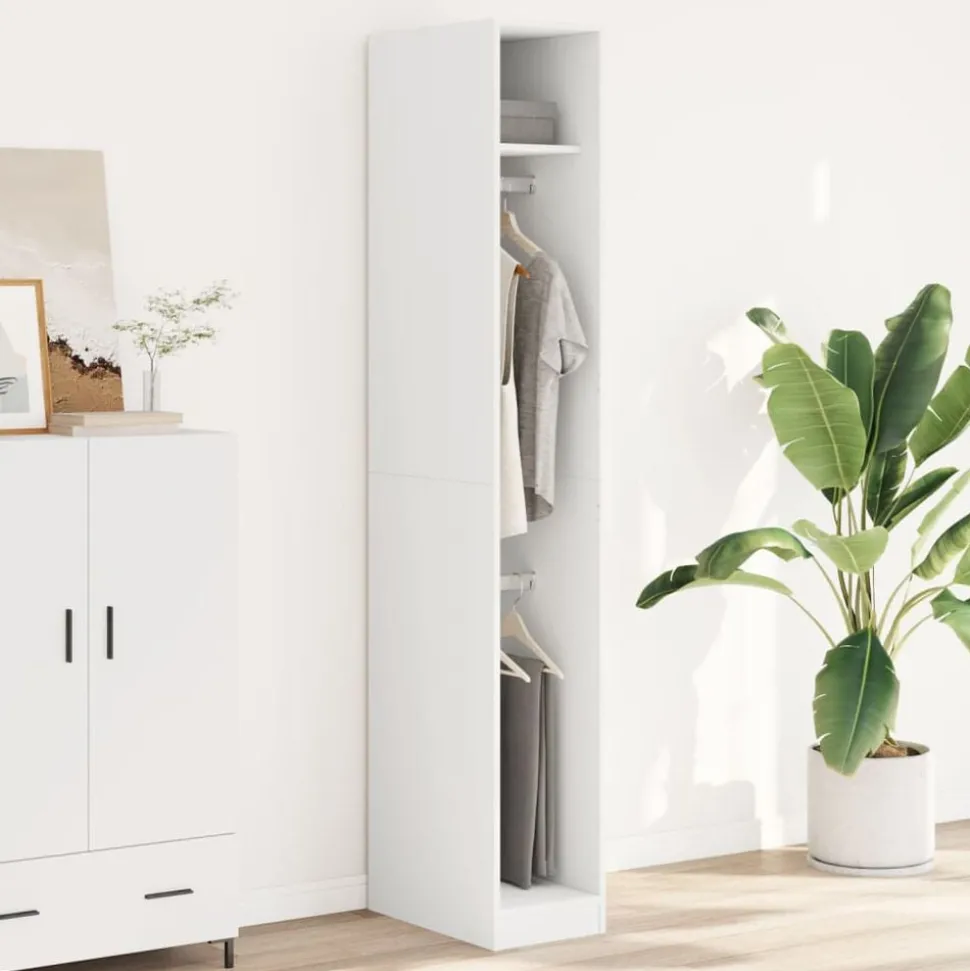 vidaXL Garderob vit 30x50x200 cm konstruerat trä
