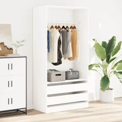 Best vidaXL Garderob 100x50x200 cm konstruerat trä Vit