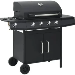 Best vidaXL Gasolgrill 4+1 kokzoner Svart