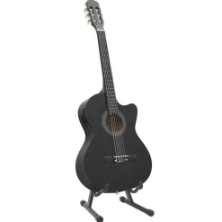 vidaXL Gitarr 12 delar med EQ-pedal 6 och strängar western svart