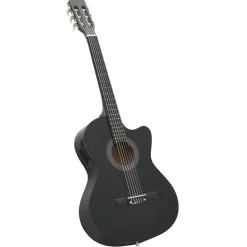 vidaXL Gitarr 12 delar med EQ-pedal 6 och strängar western svart