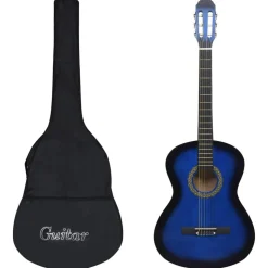 vidaXL Gitarr för nybörjare med fodral klassisk blå 4/4 39"