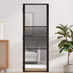 New vidaXL Glasdörr Randig 76 x 3.5 x 201.5 cm Aluminium Svart