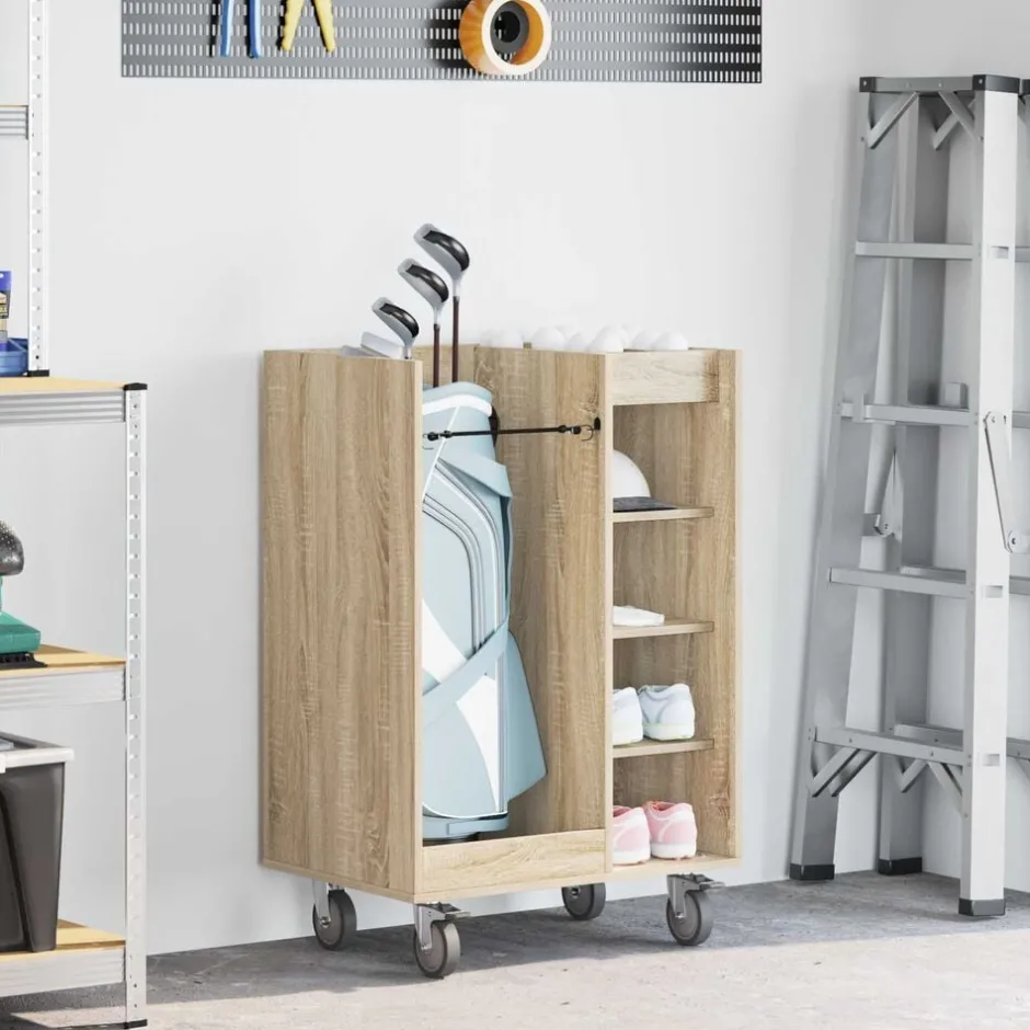 Online vidaXL Golf Skåp med hjul Enfärgad Sonoma-ek 65 x 45 x 98 cm Sonoma ek