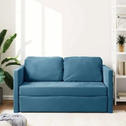 vidaXL Golvbäddsoffa 2-i-1 122x204x55 cm sammet Blå