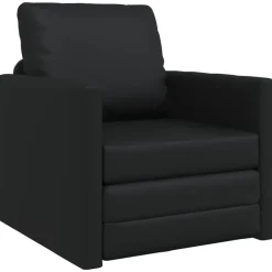 New vidaXL Golvbäddsoffa 2-i-1 112x174x55 cm konstläder Svart