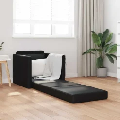 New vidaXL Golvbäddsoffa 2-i-1 112x174x55 cm konstläder Svart