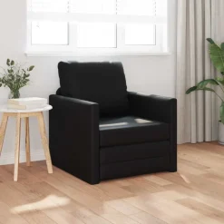 New vidaXL Golvbäddsoffa 2-i-1 112x174x55 cm konstläder Svart