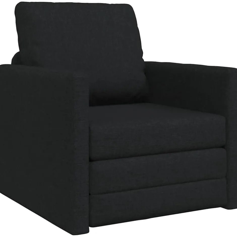Best vidaXL Golvbäddsoffa 2-i-1 112x174x55 cm tyg Svart