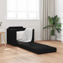 Best vidaXL Golvbäddsoffa 2-i-1 112x174x55 cm tyg Svart