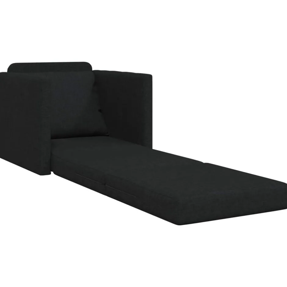 Best vidaXL Golvbäddsoffa 2-i-1 112x174x55 cm tyg Svart