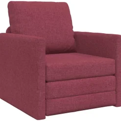 Outlet vidaXL Golvbäddsoffa 2-i-1 112x174x55 cm tyg Vinröd
