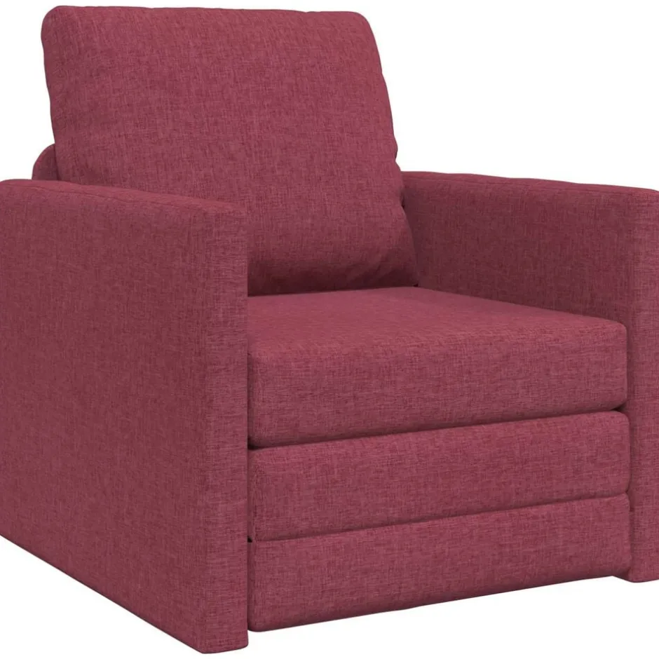 Outlet vidaXL Golvbäddsoffa 2-i-1 112x174x55 cm tyg Vinröd