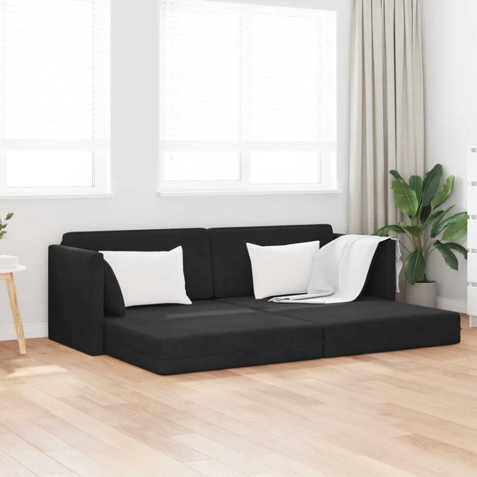 Best vidaXL Golvbäddsoffa 213 x 70 x 77 cm Sammet Svart