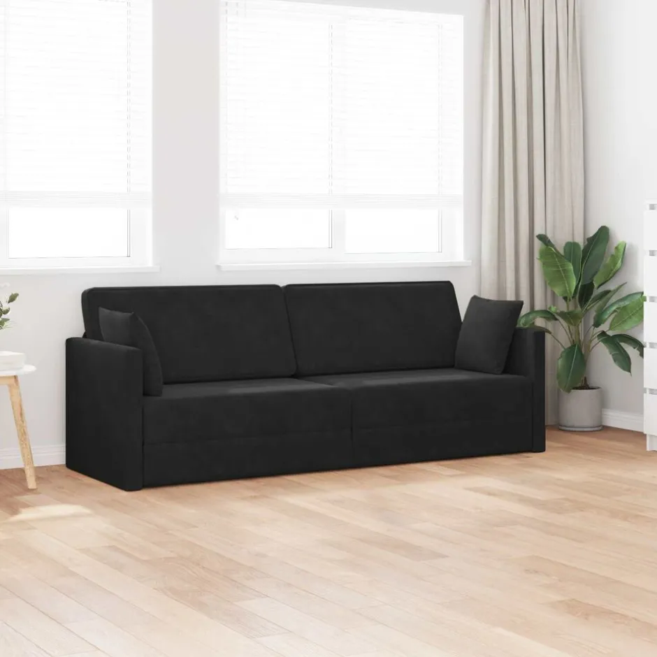 Best vidaXL Golvbäddsoffa 213 x 70 x 77 cm Sammet Svart