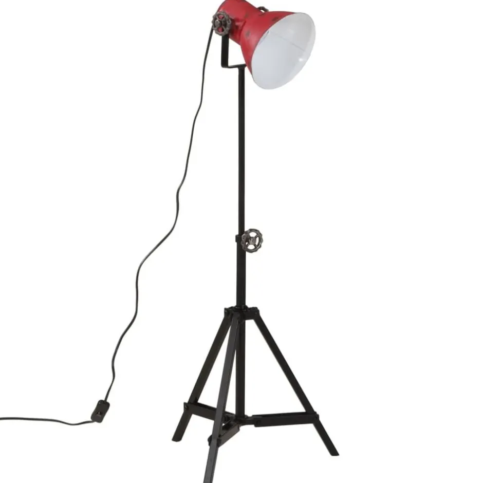 Hot vidaXL Golvlampa 25 W nött 35x35x65/95 cm E27 Röd