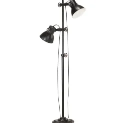 vidaXL Golvlampa med 2 lampskärmar svart E27 gjutjärn