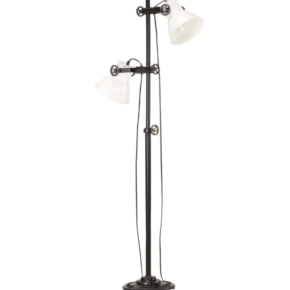 Clearance vidaXL Golvlampa med 2 lampskärmar E27 gjutjärn Vit