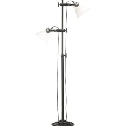 Clearance vidaXL Golvlampa med 2 lampskärmar E27 gjutjärn Vit