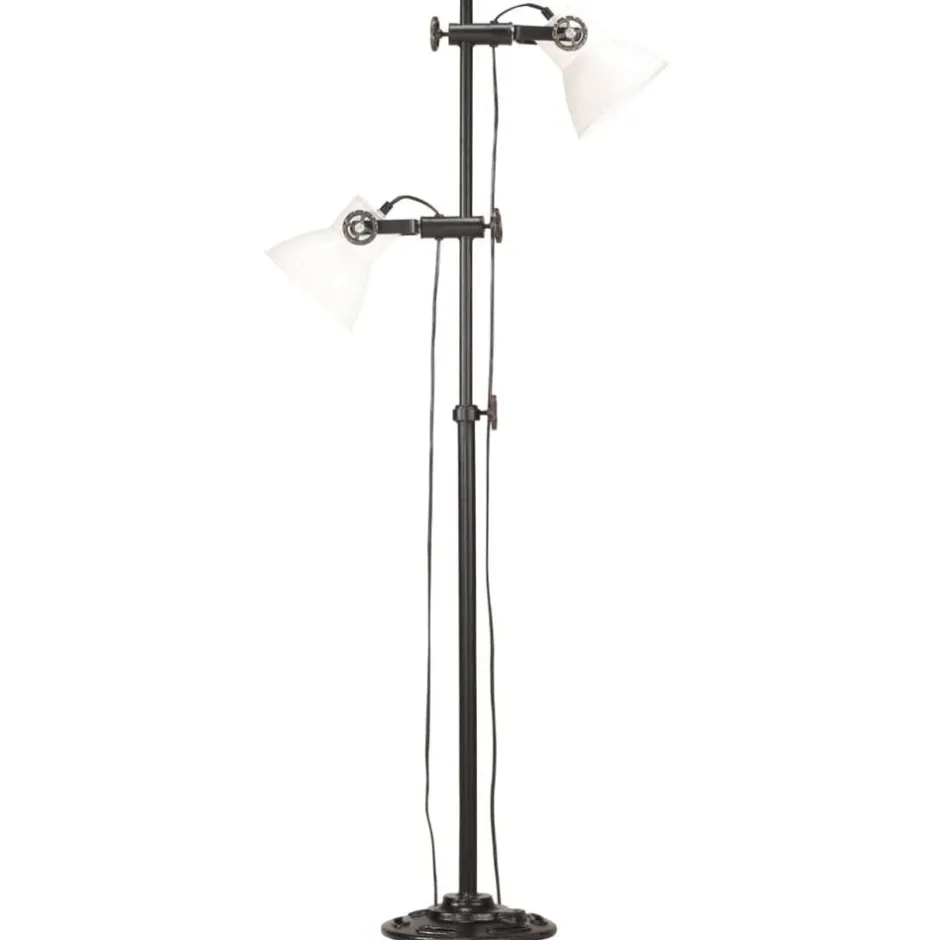 Clearance vidaXL Golvlampa med 2 lampskärmar E27 gjutjärn Vit