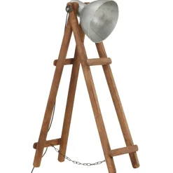 vidaXL Golvlampa silver E27 massivt mangoträ