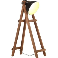 vidaXL Golvlampa svart E27 massivt mangoträ