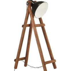 vidaXL Golvlampa svart E27 massivt mangoträ