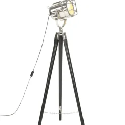 vidaXL Golvlampa svart massivt mangoträ 97 cm