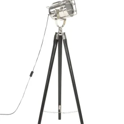 vidaXL Golvlampa svart massivt mangoträ 97 cm