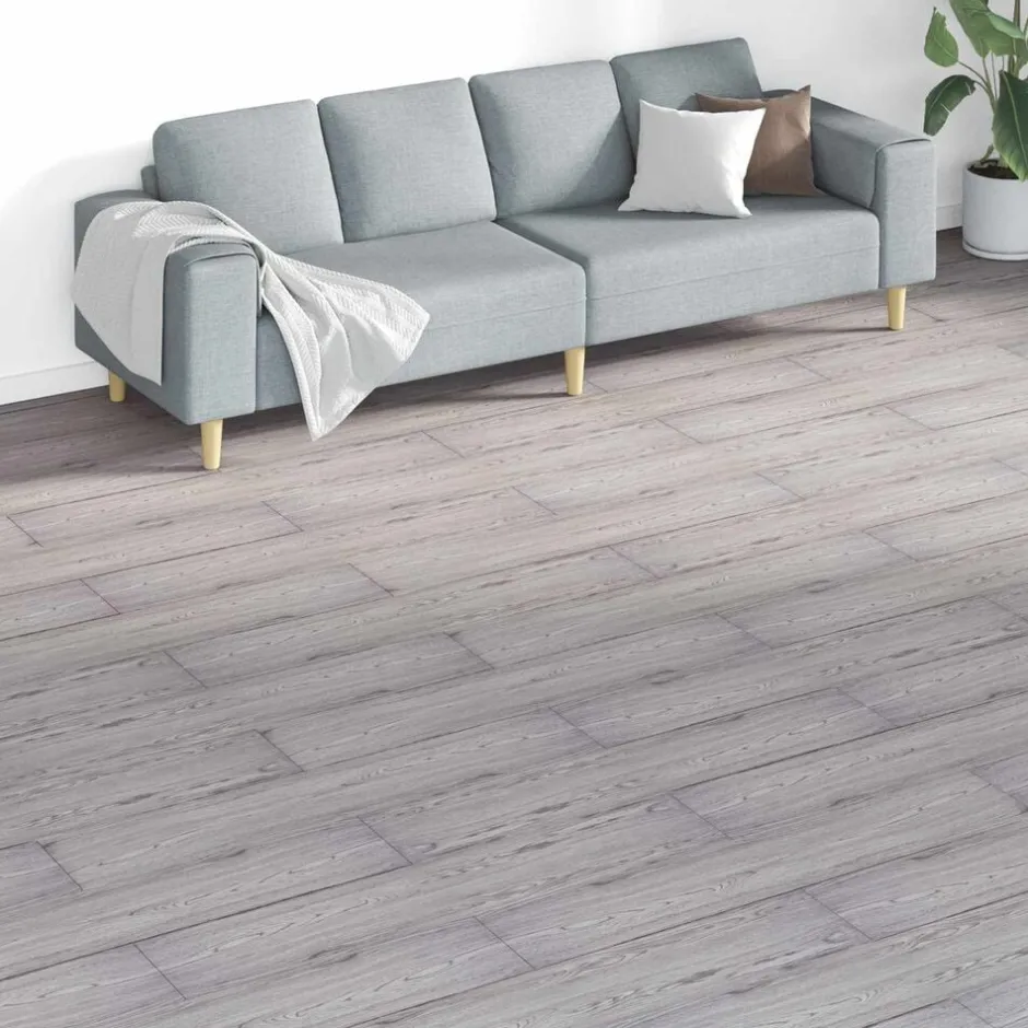 vidaXL Golvplankor 18 pcs 5,26 m² PVC Mörkgrå