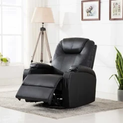 Discount vidaXL Gungande massagefåtölj justerbar konstläder Svart
