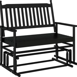 vidaXL Gungbänk svart 118x70x104,5 cm massivt poppelträ
