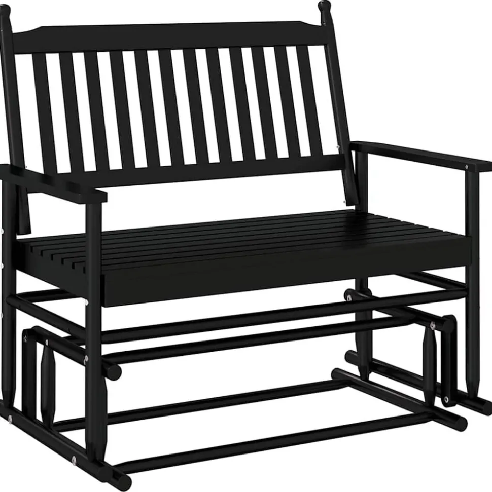 vidaXL Gungbänk svart 118x70x104,5 cm massivt poppelträ