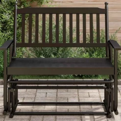 vidaXL Gungbänk svart 118x70x104,5 cm massivt poppelträ