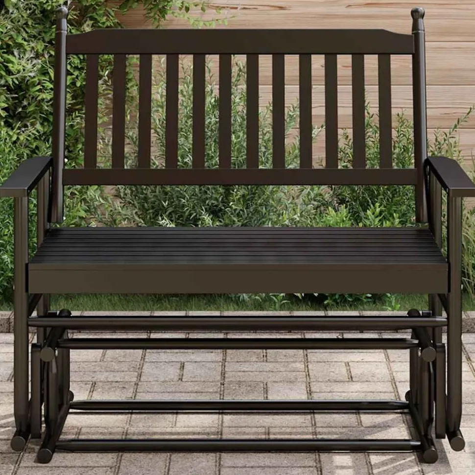 vidaXL Gungbänk svart 118x70x104,5 cm massivt poppelträ