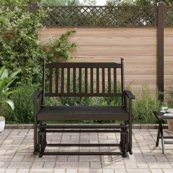 vidaXL Gungbänk svart 118x70x104,5 cm massivt poppelträ