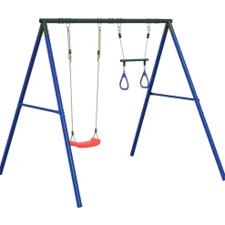 New vidaXL Gungställning med gunga och trapets Röd