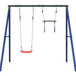 New vidaXL Gungställning med gunga och trapets Röd