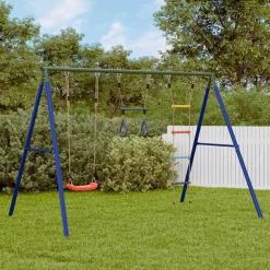 Best vidaXL Gungställning med gunga, trapets, stege Röd
