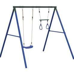 Clearance vidaXL Gungställning med gunga och trapets Blå